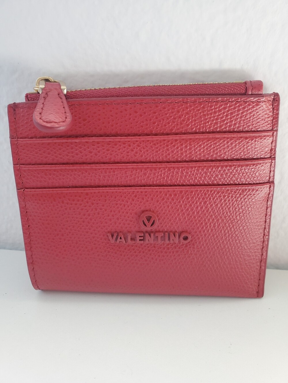 Valentino Red Leather Card Coin Wallet